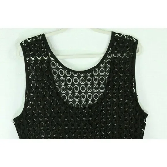 Calvin Klein Romper Shorts Lace Sheer Black Swimsuit Coverup Vacation L/XL Women - Picture 4 of 5